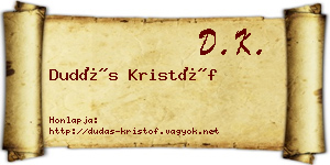 Dudás Kristóf névjegykártya